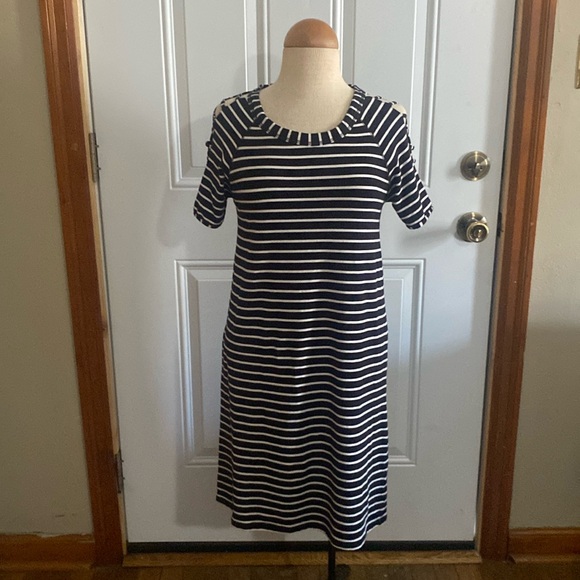 August Silk Cute Strip Dress - Picture 1 of 4